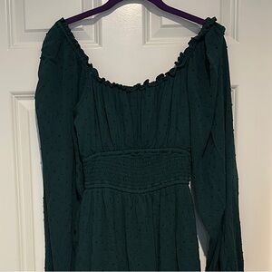 Hollister Dark Green Off-Shoulder Romper